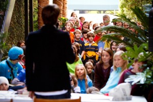 Pseudonymous Bosch before packed house at YF 2011 (Large) YALLFest in our adjacent courtyard